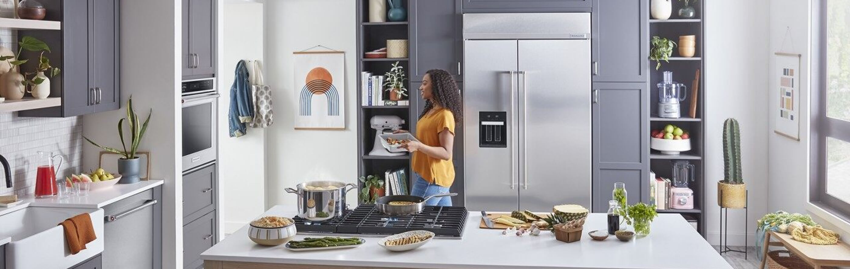 Person cooking a meal in a modern kitchen