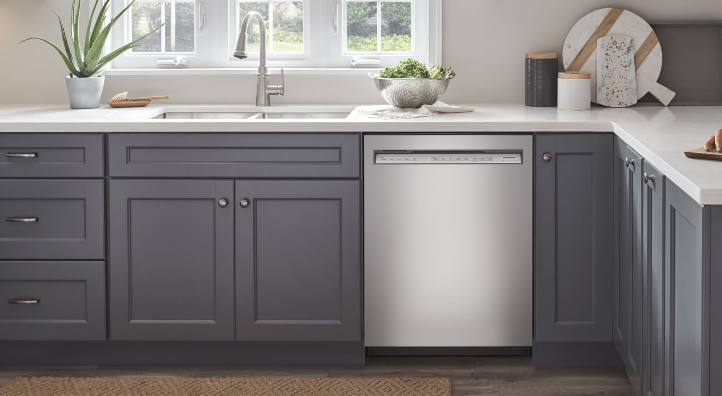 Stainless steel KitchenAid® front control dishwasher Stainless steel KitchenAid® front control dishwasher