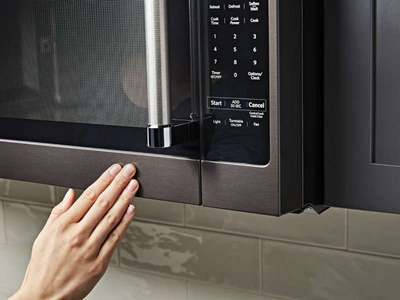 A closed microwave door