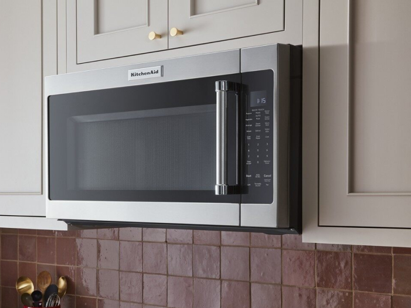 A KitchenAid over-the-range microwave A KitchenAid over-the-range microwave