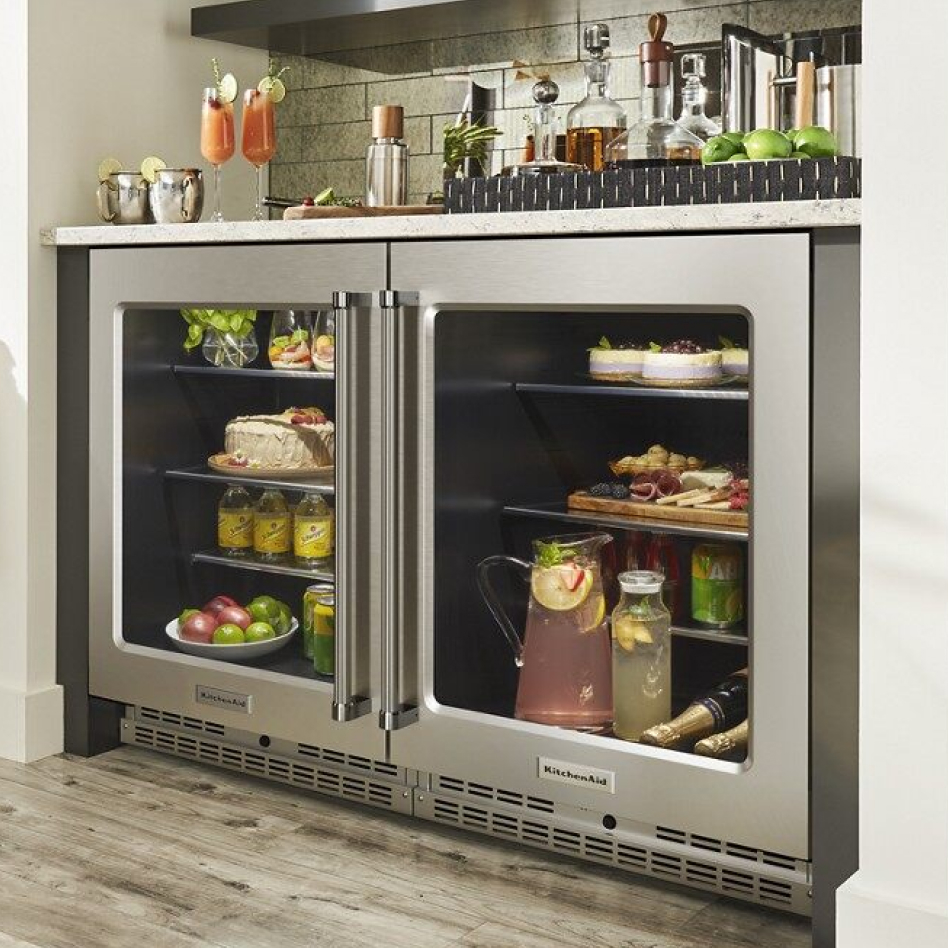 Undercounter refrigerators with food and drinks inside Undercounter refrigerators with food and drinks inside
