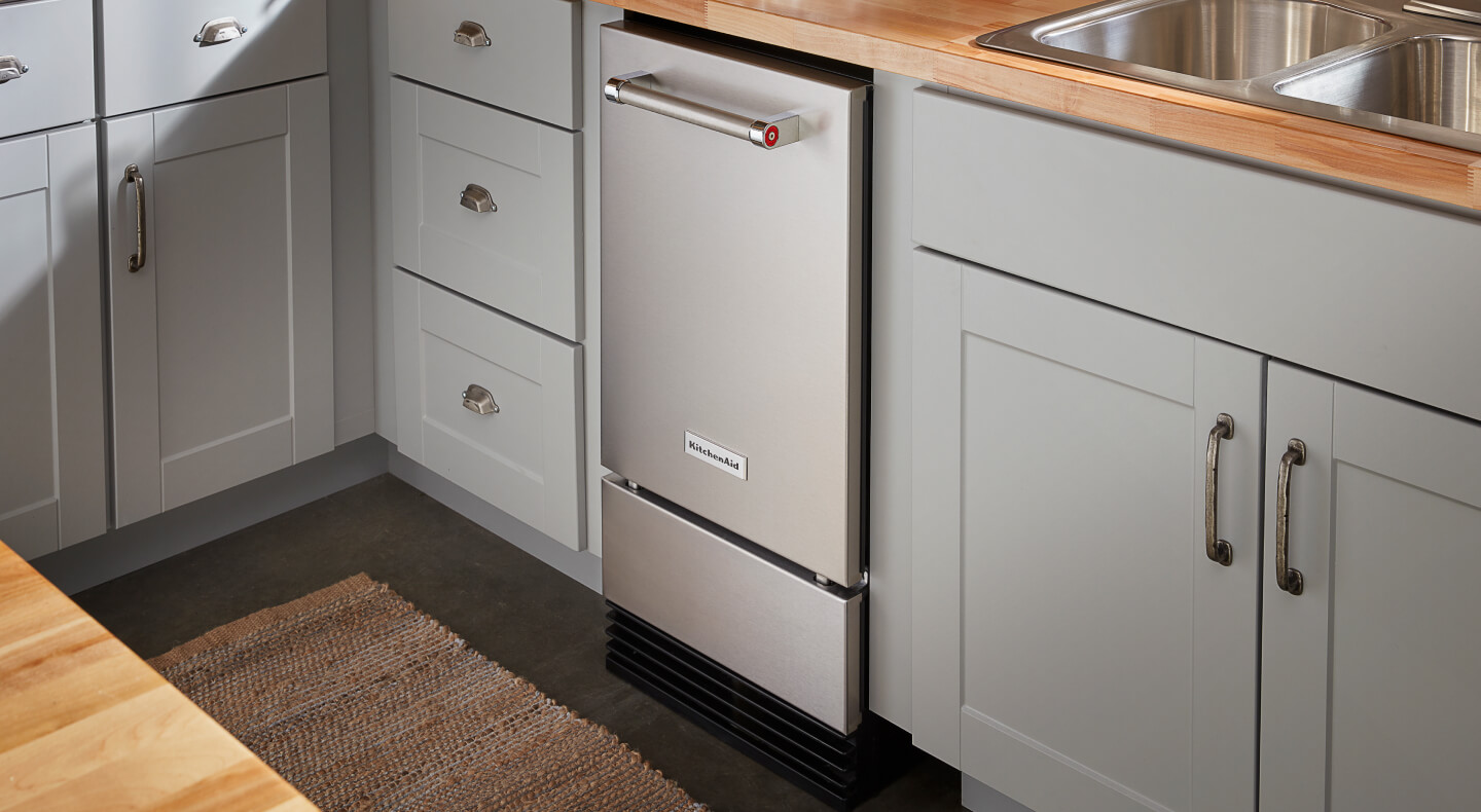 KitchenAid® stainless steel undercounter ice maker