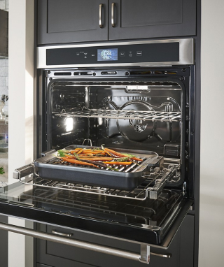 Open wall oven with Smart+ Grill Attachment
