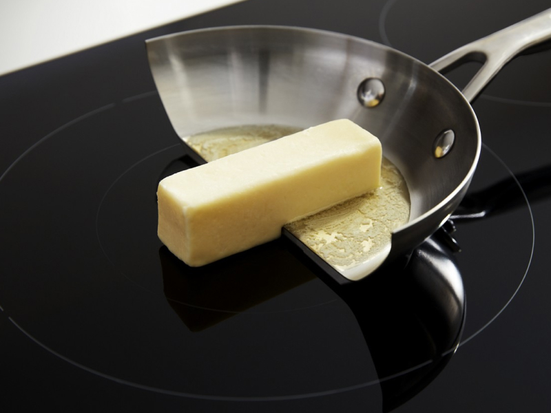 Butter cooking on an induction cooktop