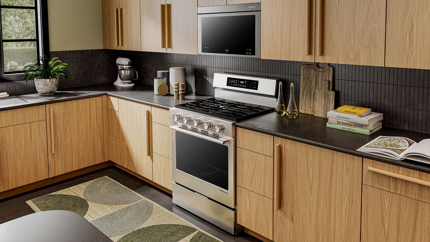 Gas range in a contemporary kitchen