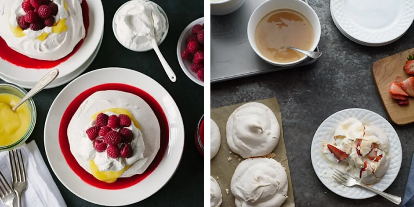 Meyer lemon raspberry pavlova and mini strawberry pavlovas Meyer lemon raspberry pavlova and mini strawberry pavlovas