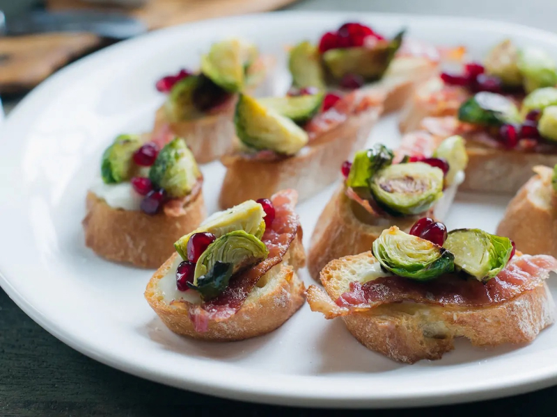 Roasted Brussels Sprouts and Bacon Crostini