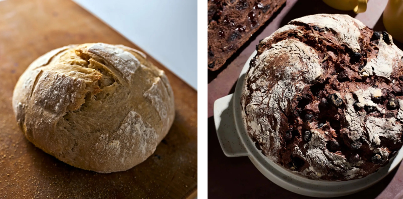 Two different types of homemade artisanal bread Two different types of homemade artisanal bread