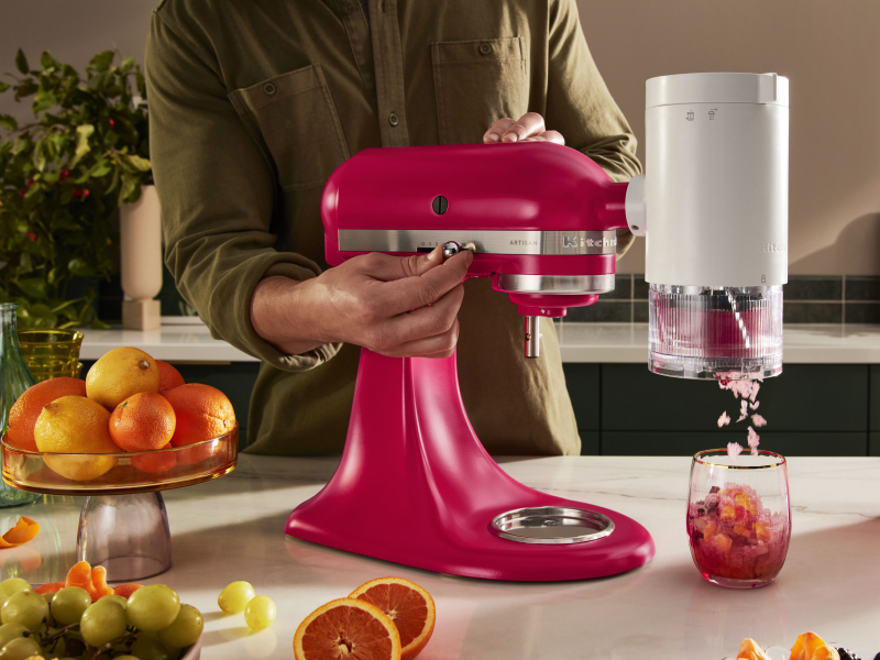 KitchenAid® stand mixer with shave ice attachment making frozen treats KitchenAid® stand mixer with shave ice attachment making frozen treats