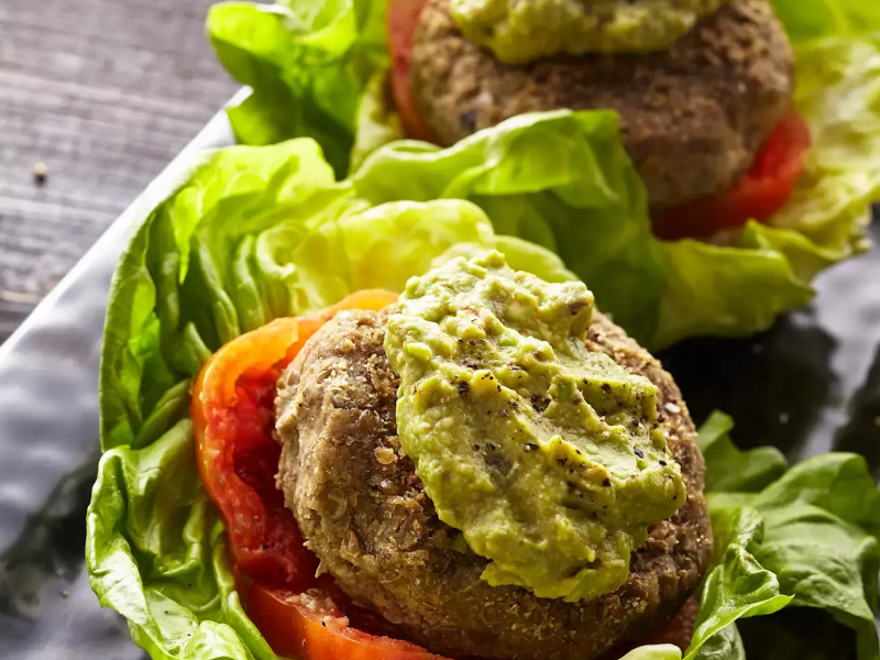 Burger with guacamole topping