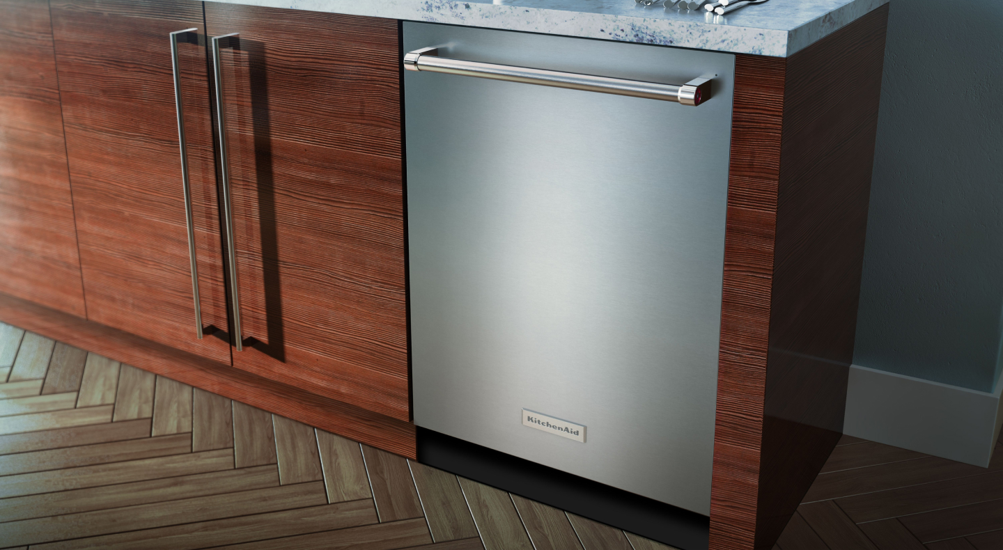 KitchenAid® dishwasher set in cabinetry KitchenAid® dishwasher set in cabinetry