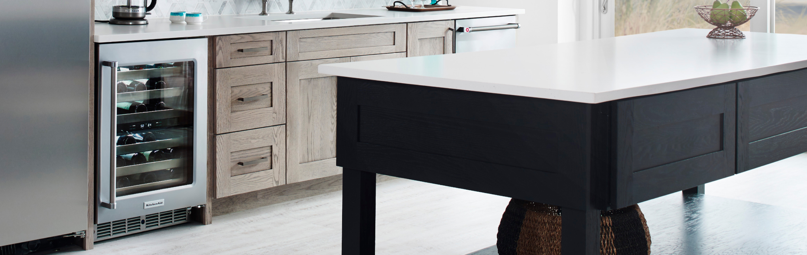 Silver KitchenAid® wine refrigerator