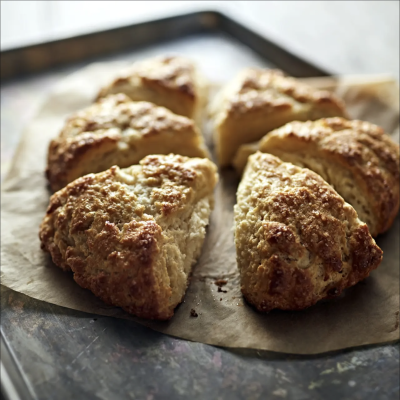 Bread cut into wedge slices