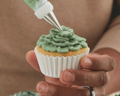 French Buttercream piped onto a cupcake