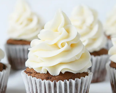 Italian buttercream swirls on a cupcake