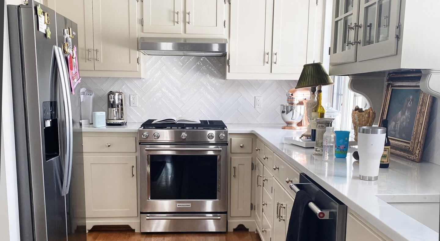 A small kitchen with KitchenAid® appliances strategically placed throughout A small kitchen with KitchenAid® appliances strategically placed throughout