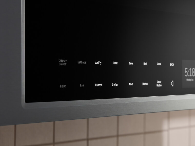 Close-up of the touch controls on a KitchenAid® over-the-range microwave