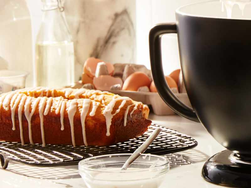 Sweet loaf drizzled with glaze