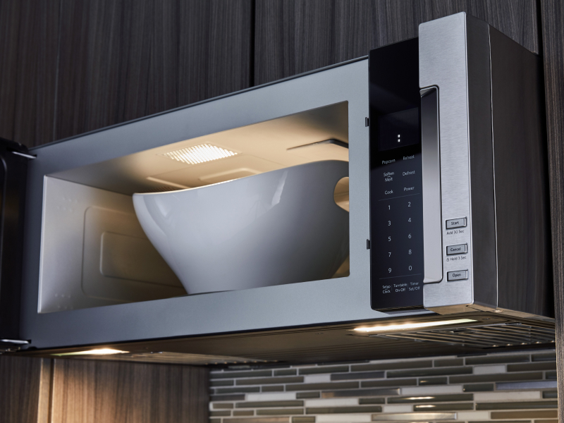 White bowl in a KitchenAid® microwave