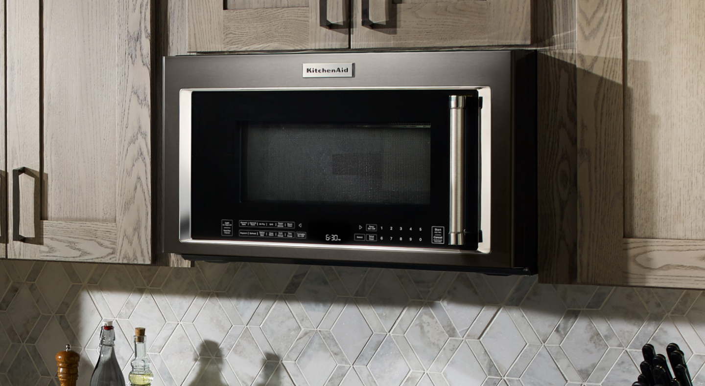 Black KitchenAid® over-the-range microwave