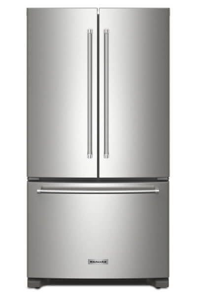 A stainless KitchenAid® French door refrigerator