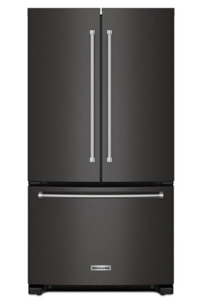 A black KitchenAid® French door refrigerator
