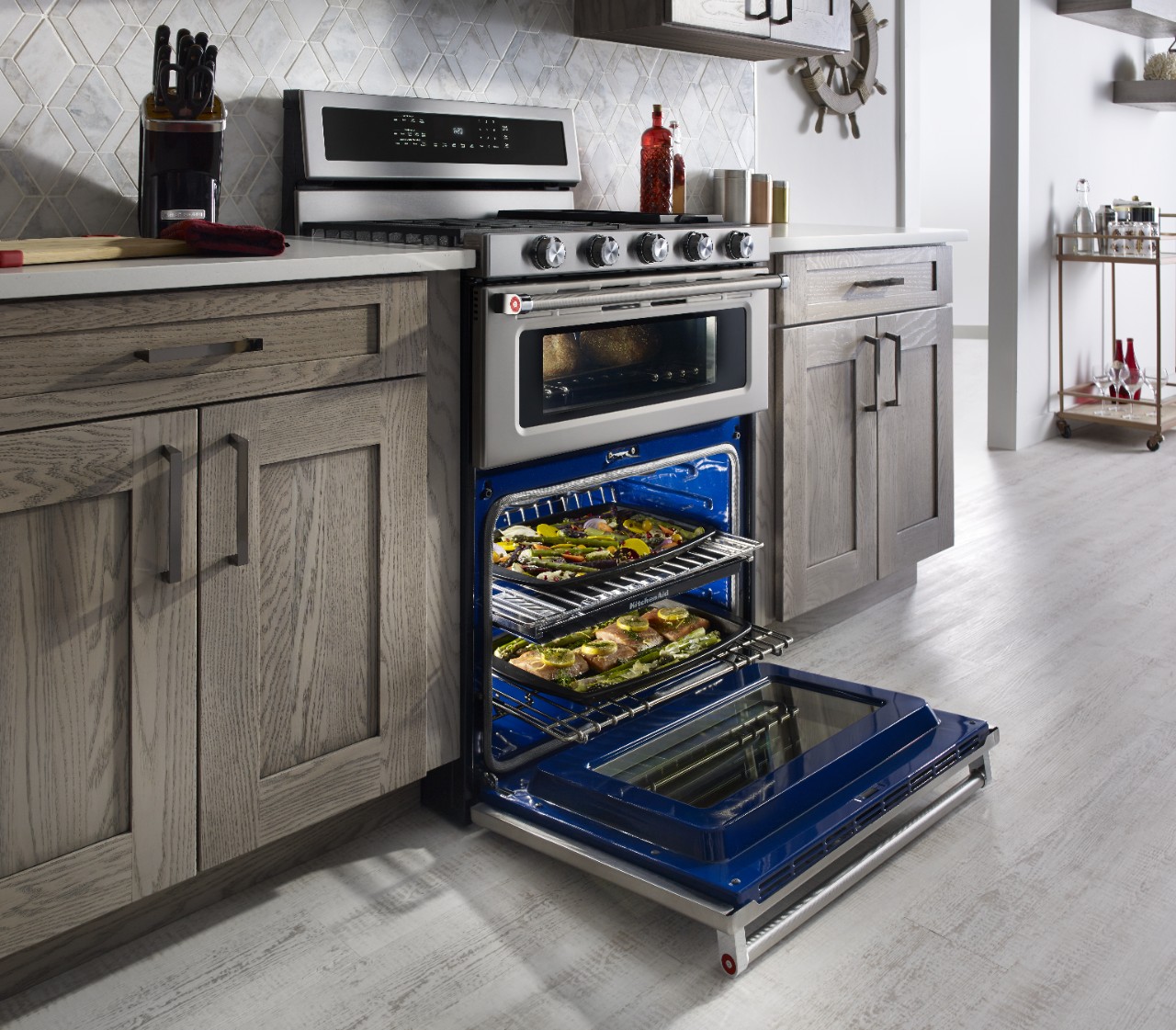 Bake, roast, broil and more with our double oven electric ranges.