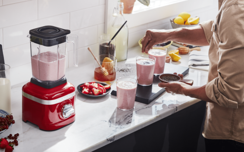 Black KitchenAid® blender blending a watermelon frozen cocktail