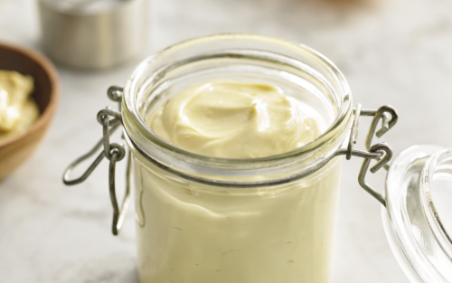 Homemade mayo in a mason jar