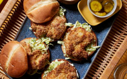 Air fried chicken sandwiches on a plate