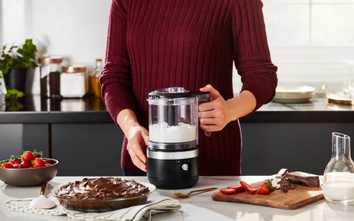 Whipped cream being processed in KitchenAid® food processor