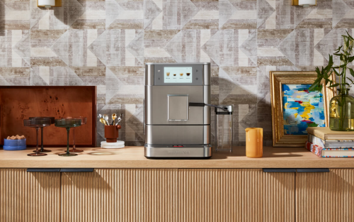 KitchenAid® fully-automatic espresso machine on a kitchen countertop