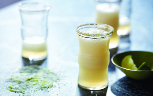 Frozen classic margaritas with salted rims