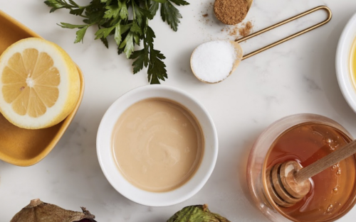 Tahini sauce and ingredients