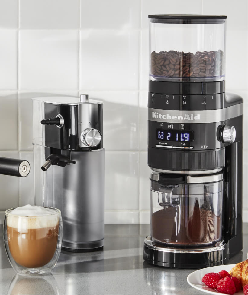  KitchenAid® Drip Coffee Maker, Siphon Coffee Brewer and Burr Grinder on countertop.