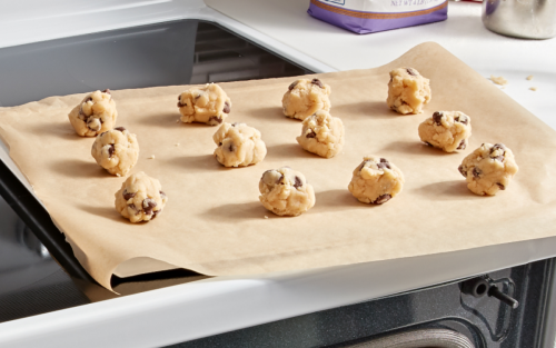 Cookie dough on parchment paper