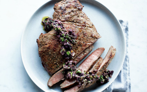 Cooked steak on a plate