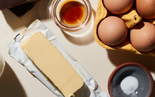 Eggs and butter on a countertop