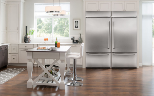 A kitchen featuring a KitchenAid® large capacity refrigerator