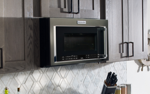 KitchenAid® microwave set in cabinetry