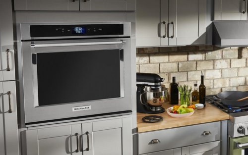 KitchenAid® single wall oven in white cabinetry