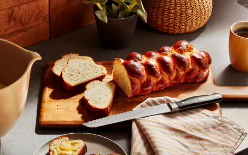 Challah on a cutting board