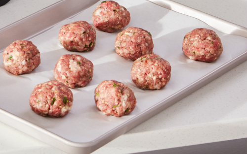 Homemade Swedish meatballs on a sheet pan