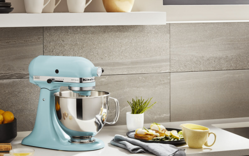 KitchenAid® stand mixer on a modern kitchen counter.