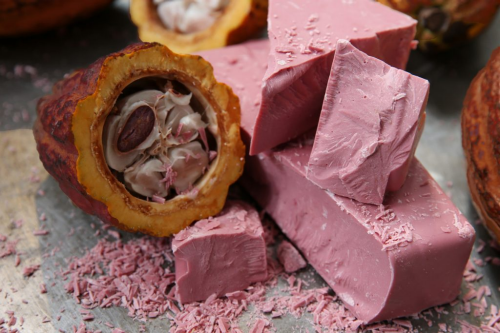 The chocolate of ruby cocoa beans.