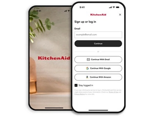 The sign in screen of the KitchenAid app.