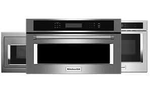 A collage of KitchenAid® Built-In Microwaves.