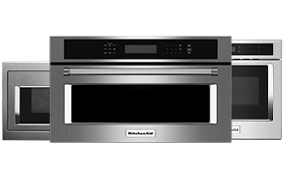 A collage of KitchenAid® Built-In Microwaves. 
