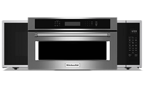 A collage of KitchenAid® Multifunctional Microwaves. 