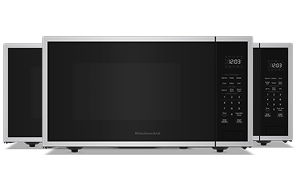 A collage of KitchenAid® Countertop Microwaves. 